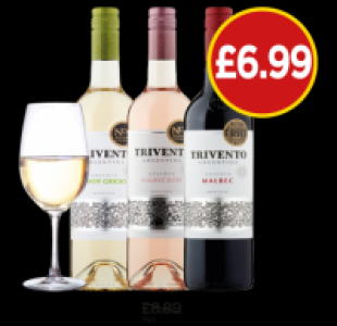 Budgens  Trivento Argentina Malbec, Reserve Pinot Grigio, Reserve Mal