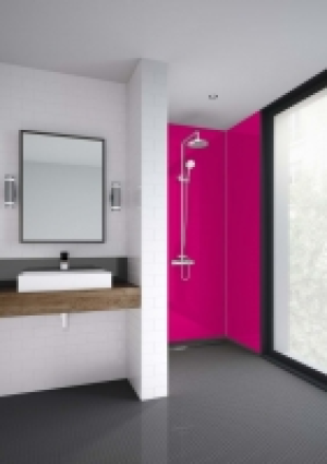 Wickes  Mermaid Acrylic Azalea Gloss Single Shower Panel 2440 x 1200