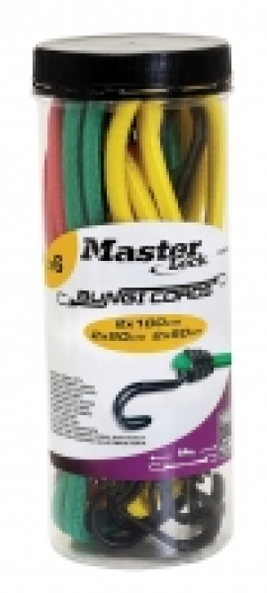 Master Lock Jar of 6 Twin Wire Bungees (2 x 60+ 2 x 80 + 2 x £9.00