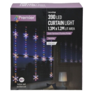 Premier 390 LED Christmas Curtain Light, Snow, 1.3M x 1.2M L £34.99