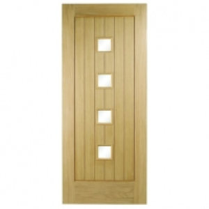 Wickes Sienna Glazed External Cottage Oak Door - 2032 x 813m