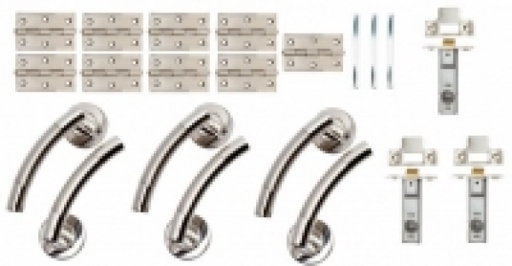 Wickes Sydney Round Rose Latch Door Handle Set - Satin & Pol