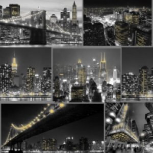 Fresco City At Night Black Wallpaper 10m