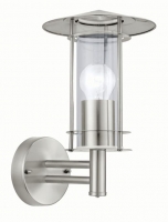 Wickes  Eglo Lisio Outdoor Stainless Steel Lantern Wall Light - 60W 