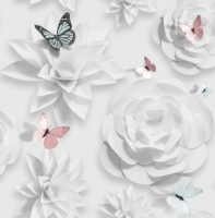 Wickes  Superfresco Easy White Origami Florals Decorative Wallpaper 