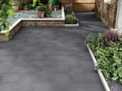 Wickes  Marshalls Limestone Textured Black Multi Paving Slab - Sampl