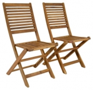 Charles Bentley FSC Acacia Pair of Wooden Foldable Garden Ch