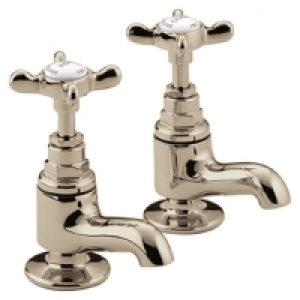 Wickes  Bristan 1901 Pair of Gold Crosshead Vanity Basin Taps