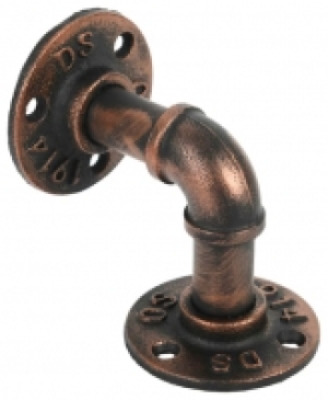Pipe L Shape Antique Copper Shelving Bracket - 80 x 80mm
