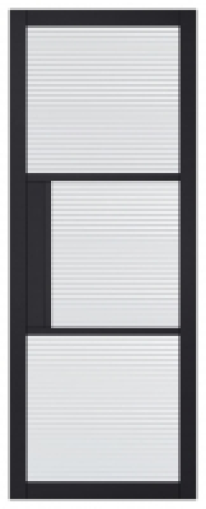 LPD Internal Tribeca 3 Lite Reeded Primed Plus Black Solid C
