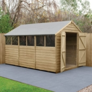 Forest Garden 12 x 8ft Large Double Door Overlap Apex Pressu