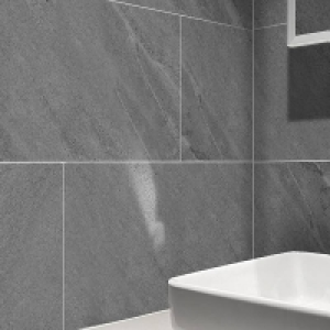 Sandwaves Gloss Dark Grey Porcelain Wall & Floor Tile - 300  £19.80
