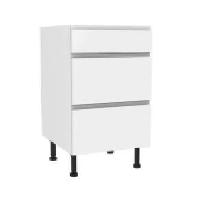 Homebase Yes Handleless White Gloss 500mm 3 Drawer Premium Unit