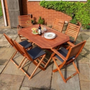 Rowlinson Plumley 6 Seater Hardwood Dining Set with Grey Cus £369.99
