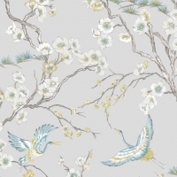 Wickes  Sublime Japan Blue & Grey Floral Wallpaper - 10m