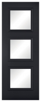 Wickes  LPD Internal Antwerp 3 Lite Primed Black Solid Core Door - 7