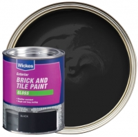 Wickes  Wickes Brick & Tile Paint Gloss Black 750ml