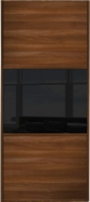 Spacepro Sliding Wardrobe Door Wideline Walnut Panel & Black