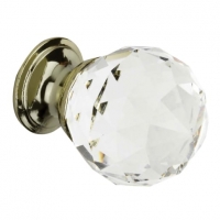 Wickes  Wickes Faceted 30mm Glass Door Knob - Brass - Pack of 4