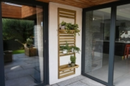 Forest Garden Slatted Wall Planter with 2 Shelves - 600 x 18