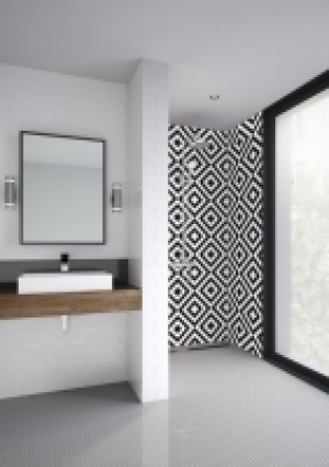 Mermaid Squares 2 Sided Acrylic Shower Panel Kit - 1200 x 90