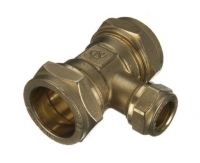 Wickes  Primaflow Brass Compression Reducing Tee - 22 X 15 X 15mm