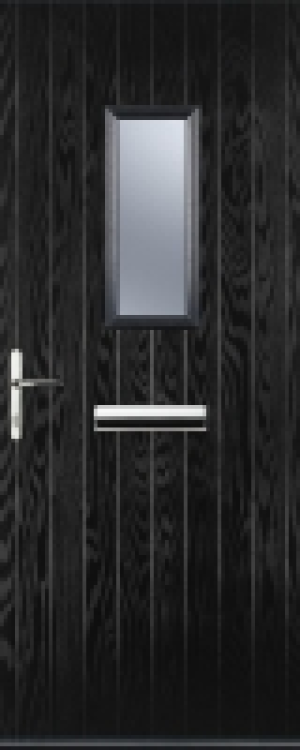 Euramax 1 Square Right Hand Black Composite Door - 880 x 210