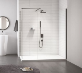 Nexa By Merlyn 8mm Black Frameless Wet Room Shower Screen On