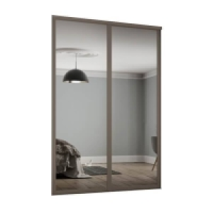 Homebase Steel, Glass Shaker 2 Door Sliding Wardrobe Kit Mirror with Stone Grey Fr