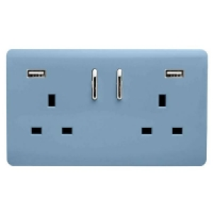 Trendi Switch 2 Gang 13Amp Double Socket and 2 USB Ports - S £14.95