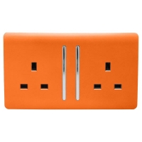 Homebase Plastic Trendi Switch 2 Gang 13Amp Long Switched Socket in Orange