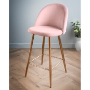 Moden Velvet Bar Stool - Blush