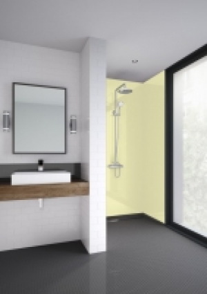Mermaid Soft Yellow Gloss Acrylic 3 Sided Shower Panel Kit -