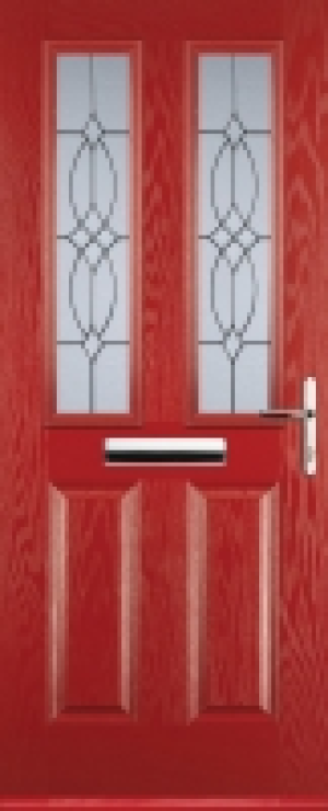 Euramax 2 Panel 2 Square Left Hand Red Composite Door - 840