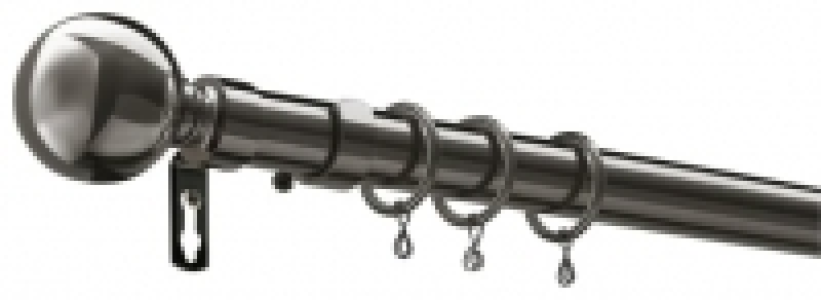 Wickes 25/28mm Metal Ball Curtain Pole - Black Nickel (2.1-3