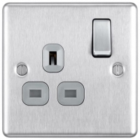 Wickes  BG 13A Screwed Raised Plate Single Switched Power Socket Dou