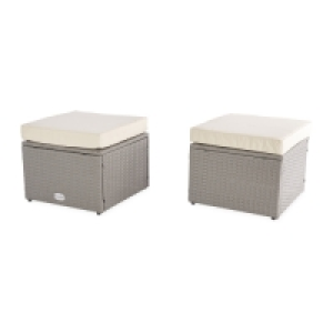 Aldi  Grey & Cream Rattan Stool Twin Pack