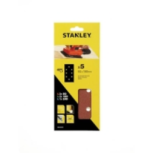 5 Stanley 1/3 Sheet Sander Mixed Hook & Loop Sanding Sheets -