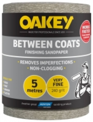 Oakey 240 Grit Between Coats Sandpaper Roll - 5m x 115mm