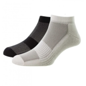 HJ Hall Bamboo Sports Socks HJ7451 2 Pack Black and White 6- £6.50