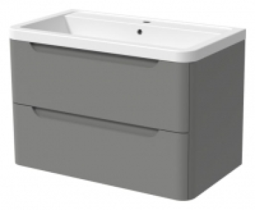 Wickes  Wickes Malmo Dust Grey Wall Hung J Pull Vanity Unit & Basin 