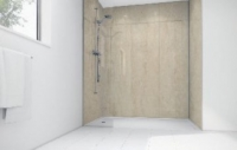 Mermaid Travertine Matt Laminate 2 Sided Shower Panel Kit 17 £810.00