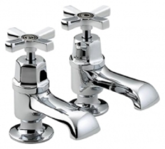 Wickes  Bristan Art Deco Pair of Chrome Crosshead Bath Taps