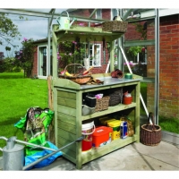 Wickes  Rowlinson 3 x 2ft Timber Potting Table with Shelves
