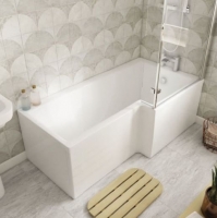 Wickes  Wickes Veroli L-Shaped Right Hand Shower Bath - 1500 x 850mm
