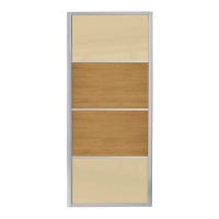Homebase Wood Effect Panel 4 Panel Silver Frame Oak and Cream - 762mm