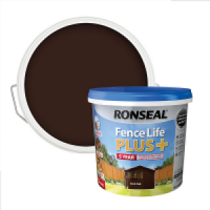 Homebase Water Based Ronseal Fence Life Plus Paint Dark Oak - 5L