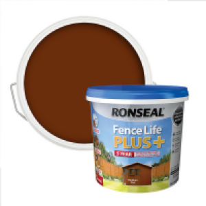 Homebase Water Based Ronseal Fence Life Plus Paint Medium Oak - 5L