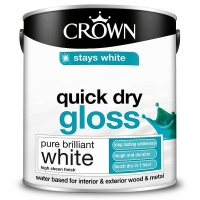 Homebase Crown Crown Pure Brilliant White - Quick Drying Gloss Paint - 2.5L