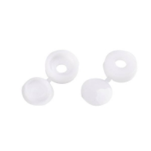 Plastic Homebase Hinged Screw Covers White 12mm 48 Pack